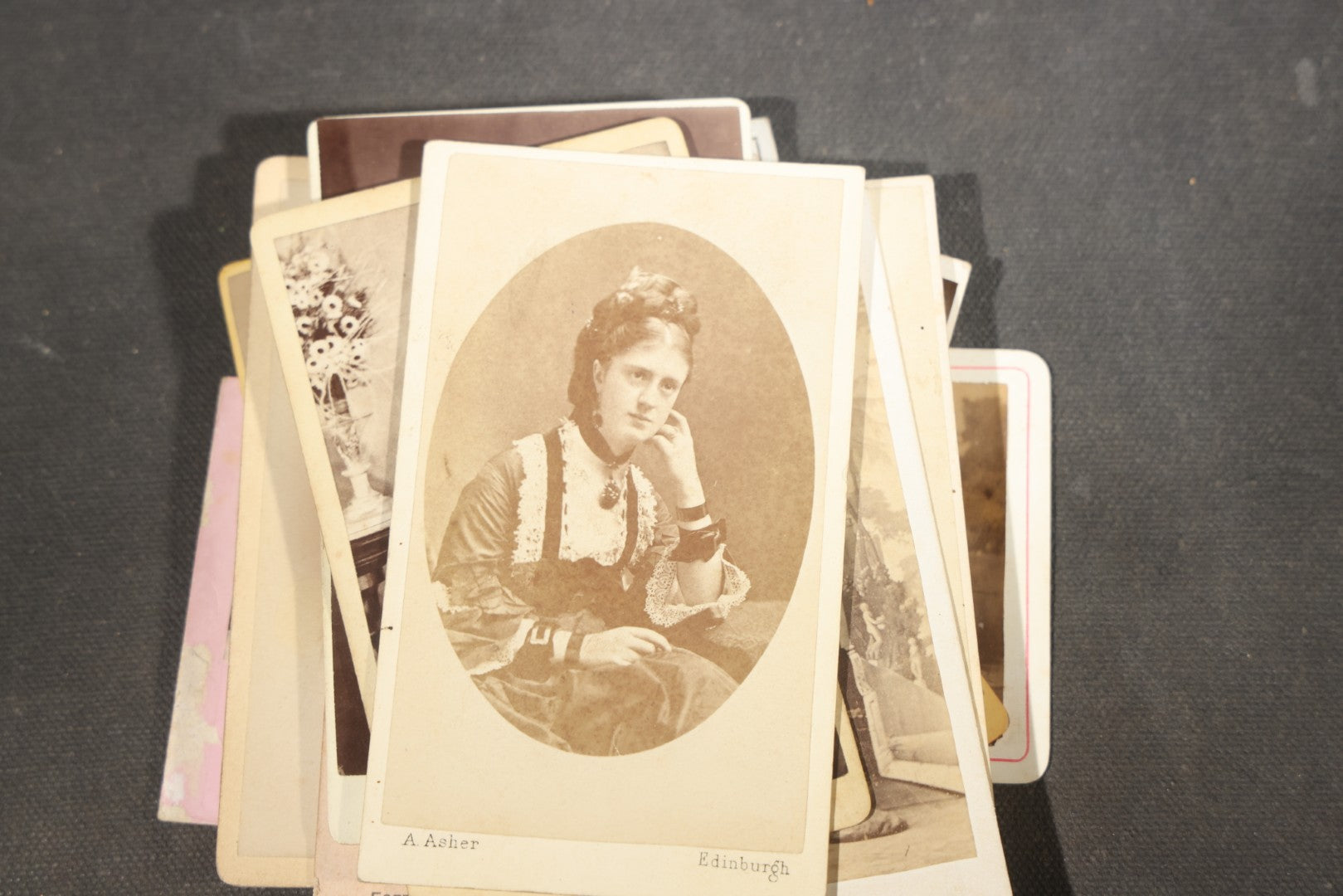Grouping of 75+ Antique Carte De Visite C.D.V. Photographs and Ephemera, Primarily Scottish and British Studios including W.T. Bashford of Portobello, G.F. Roger of Broughty Ferry, and Morgan & Laing of Greenwich