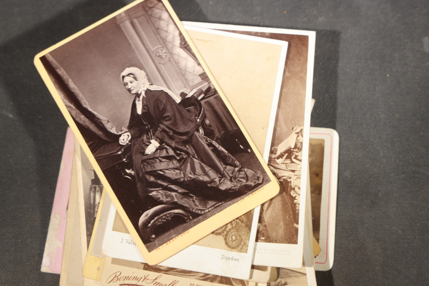 Grouping of 75+ Antique Carte De Visite C.D.V. Photographs and Ephemera, Primarily Scottish and British Studios including W.T. Bashford of Portobello, G.F. Roger of Broughty Ferry, and Morgan & Laing of Greenwich