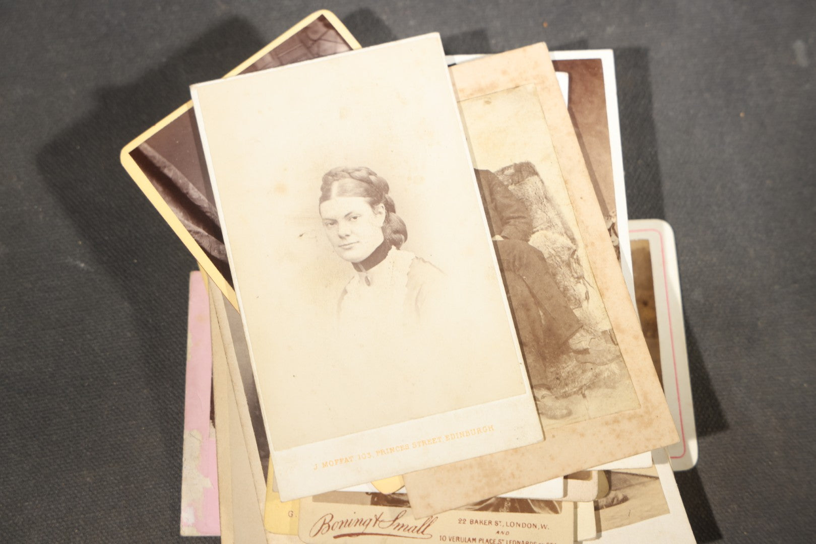 Grouping of 75+ Antique Carte De Visite C.D.V. Photographs and Ephemera, Primarily Scottish and British Studios including W.T. Bashford of Portobello, G.F. Roger of Broughty Ferry, and Morgan & Laing of Greenwich