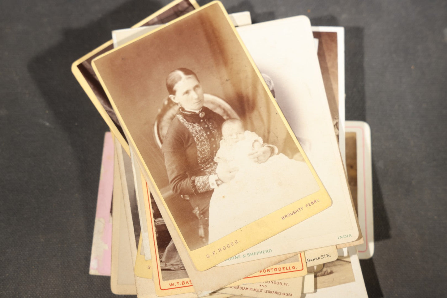 Grouping of 75+ Antique Carte De Visite C.D.V. Photographs and Ephemera, Primarily Scottish and British Studios including W.T. Bashford of Portobello, G.F. Roger of Broughty Ferry, and Morgan & Laing of Greenwich
