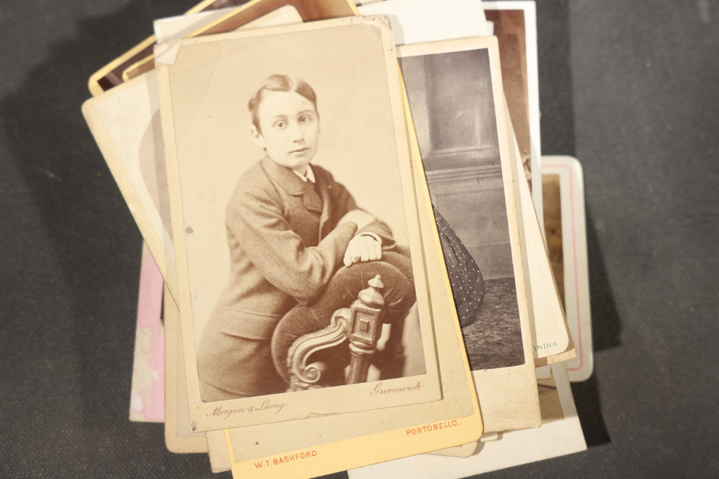 Grouping of 75+ Antique Carte De Visite C.D.V. Photographs and Ephemera, Primarily Scottish and British Studios including W.T. Bashford of Portobello, G.F. Roger of Broughty Ferry, and Morgan & Laing of Greenwich