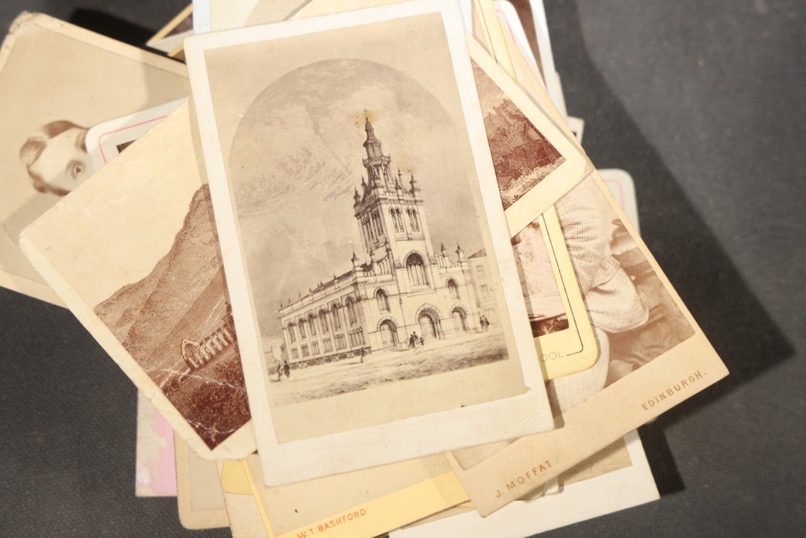 Grouping of 75+ Antique Carte De Visite C.D.V. Photographs and Ephemera, Primarily Scottish and British Studios including W.T. Bashford of Portobello, G.F. Roger of Broughty Ferry, and Morgan & Laing of Greenwich