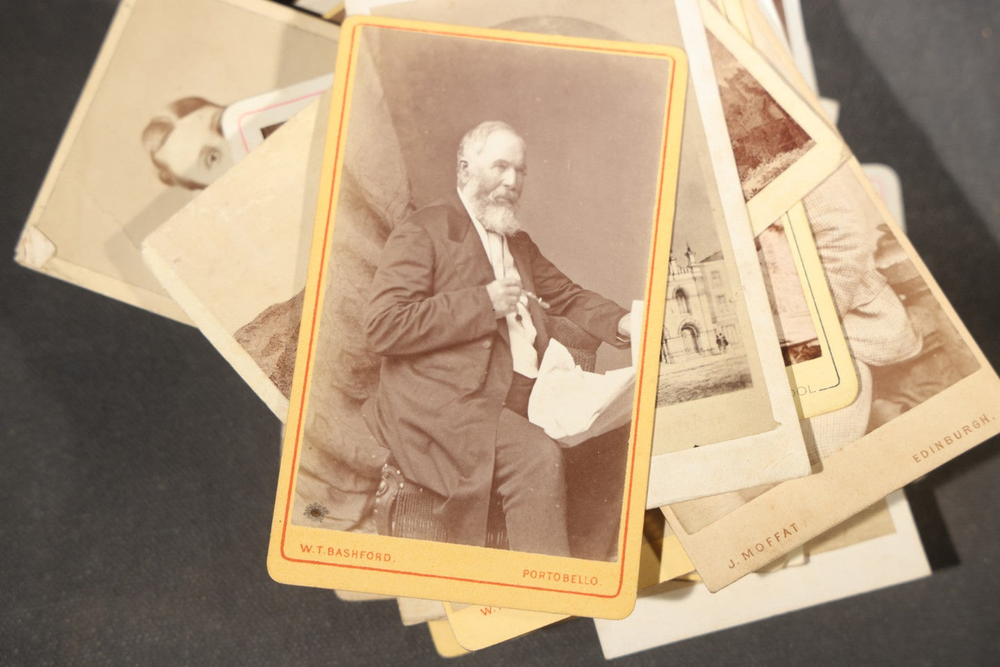 Grouping of 75+ Antique Carte De Visite C.D.V. Photographs and Ephemera, Primarily Scottish and British Studios including W.T. Bashford of Portobello, G.F. Roger of Broughty Ferry, and Morgan & Laing of Greenwich