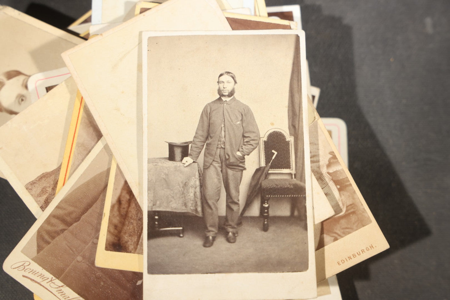 Grouping of 75+ Antique Carte De Visite C.D.V. Photographs and Ephemera, Primarily Scottish and British Studios including W.T. Bashford of Portobello, G.F. Roger of Broughty Ferry, and Morgan & Laing of Greenwich
