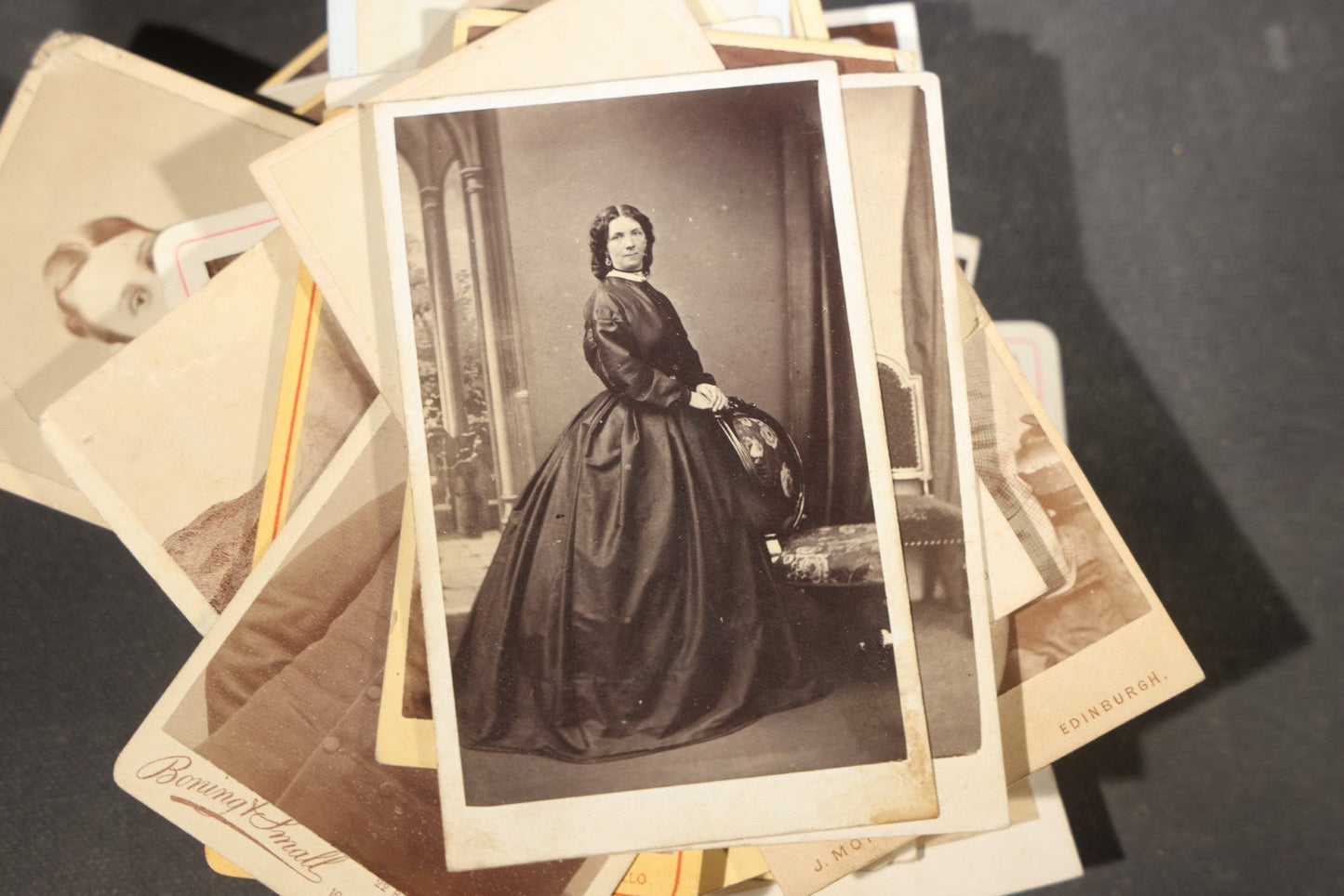 Grouping of 75+ Antique Carte De Visite C.D.V. Photographs and Ephemera, Primarily Scottish and British Studios including W.T. Bashford of Portobello, G.F. Roger of Broughty Ferry, and Morgan & Laing of Greenwich