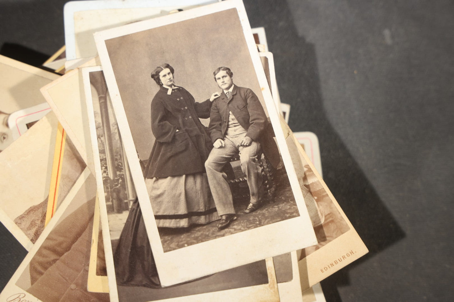 Grouping of 75+ Antique Carte De Visite C.D.V. Photographs and Ephemera, Primarily Scottish and British Studios including W.T. Bashford of Portobello, G.F. Roger of Broughty Ferry, and Morgan & Laing of Greenwich