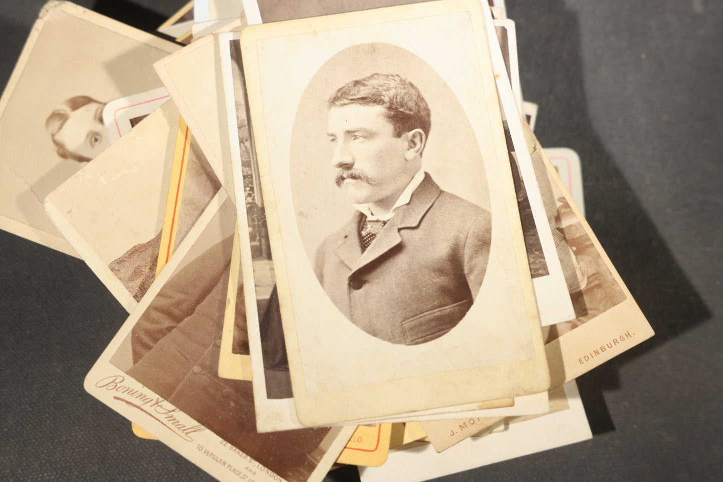 Grouping of 75+ Antique Carte De Visite C.D.V. Photographs and Ephemera, Primarily Scottish and British Studios including W.T. Bashford of Portobello, G.F. Roger of Broughty Ferry, and Morgan & Laing of Greenwich