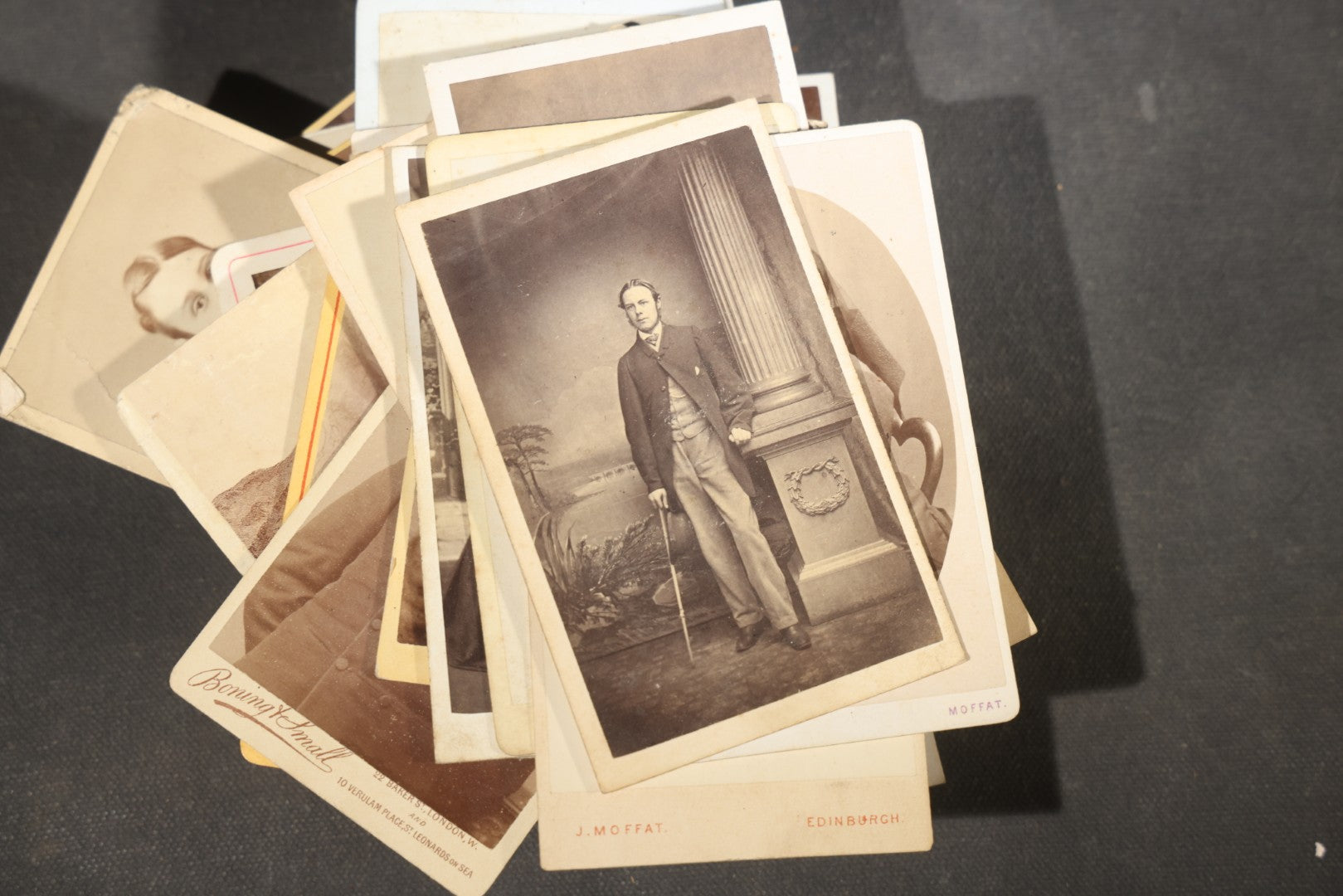 Grouping of 75+ Antique Carte De Visite C.D.V. Photographs and Ephemera, Primarily Scottish and British Studios including W.T. Bashford of Portobello, G.F. Roger of Broughty Ferry, and Morgan & Laing of Greenwich