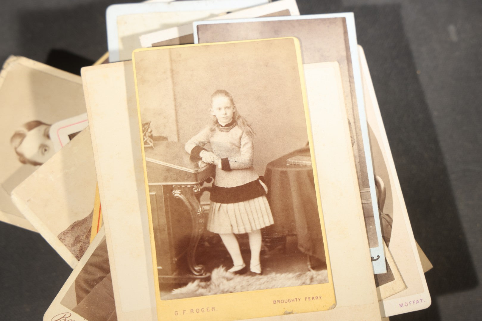 Grouping of 75+ Antique Carte De Visite C.D.V. Photographs and Ephemera, Primarily Scottish and British Studios including W.T. Bashford of Portobello, G.F. Roger of Broughty Ferry, and Morgan & Laing of Greenwich