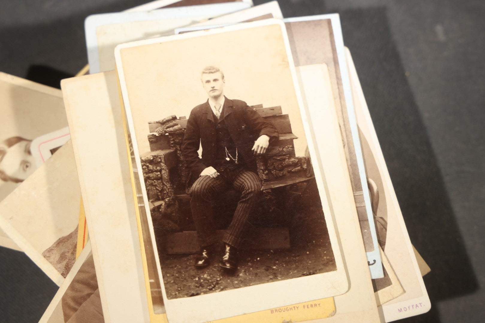 Grouping of 75+ Antique Carte De Visite C.D.V. Photographs and Ephemera, Primarily Scottish and British Studios including W.T. Bashford of Portobello, G.F. Roger of Broughty Ferry, and Morgan & Laing of Greenwich
