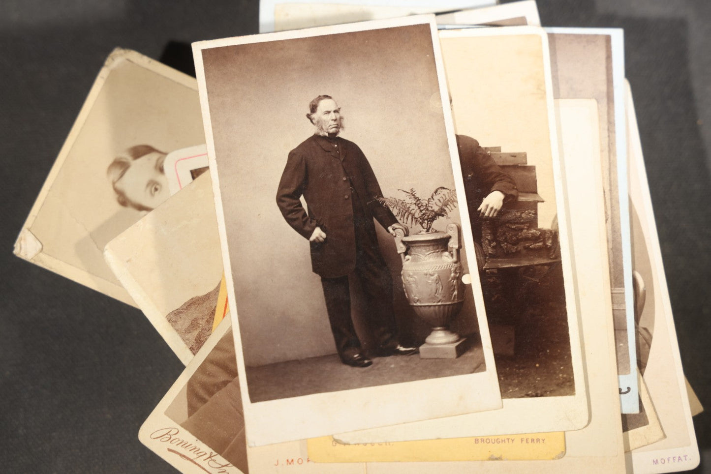 Grouping of 75+ Antique Carte De Visite C.D.V. Photographs and Ephemera, Primarily Scottish and British Studios including W.T. Bashford of Portobello, G.F. Roger of Broughty Ferry, and Morgan & Laing of Greenwich
