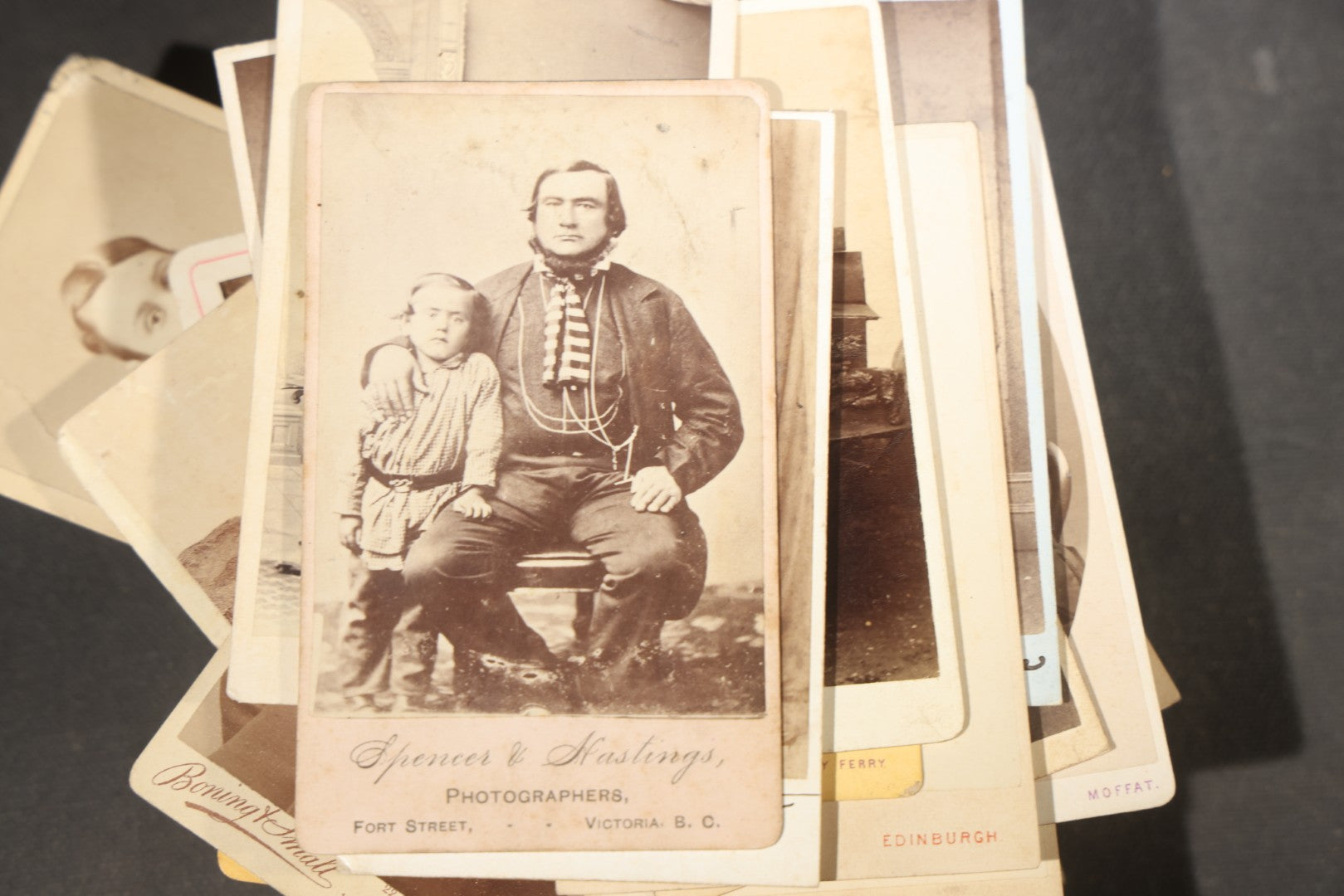 Grouping of 75+ Antique Carte De Visite C.D.V. Photographs and Ephemera, Primarily Scottish and British Studios including W.T. Bashford of Portobello, G.F. Roger of Broughty Ferry, and Morgan & Laing of Greenwich