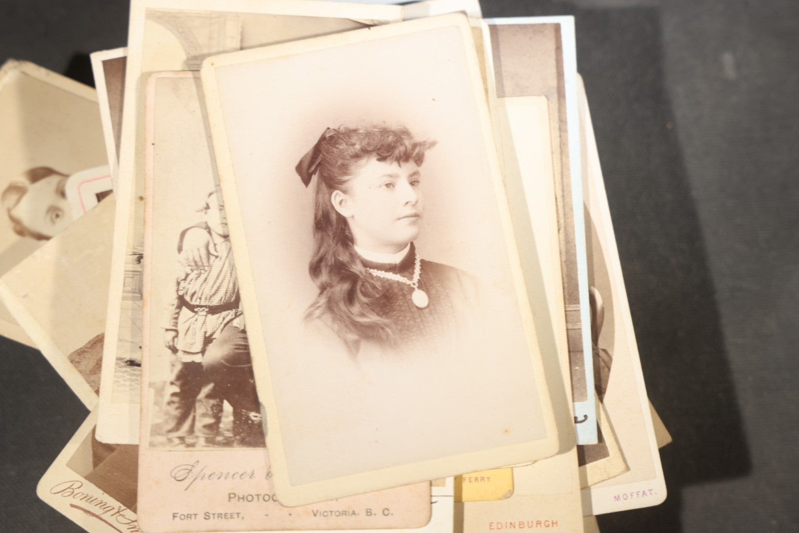 Grouping of 75+ Antique Carte De Visite C.D.V. Photographs and Ephemera, Primarily Scottish and British Studios including W.T. Bashford of Portobello, G.F. Roger of Broughty Ferry, and Morgan & Laing of Greenwich