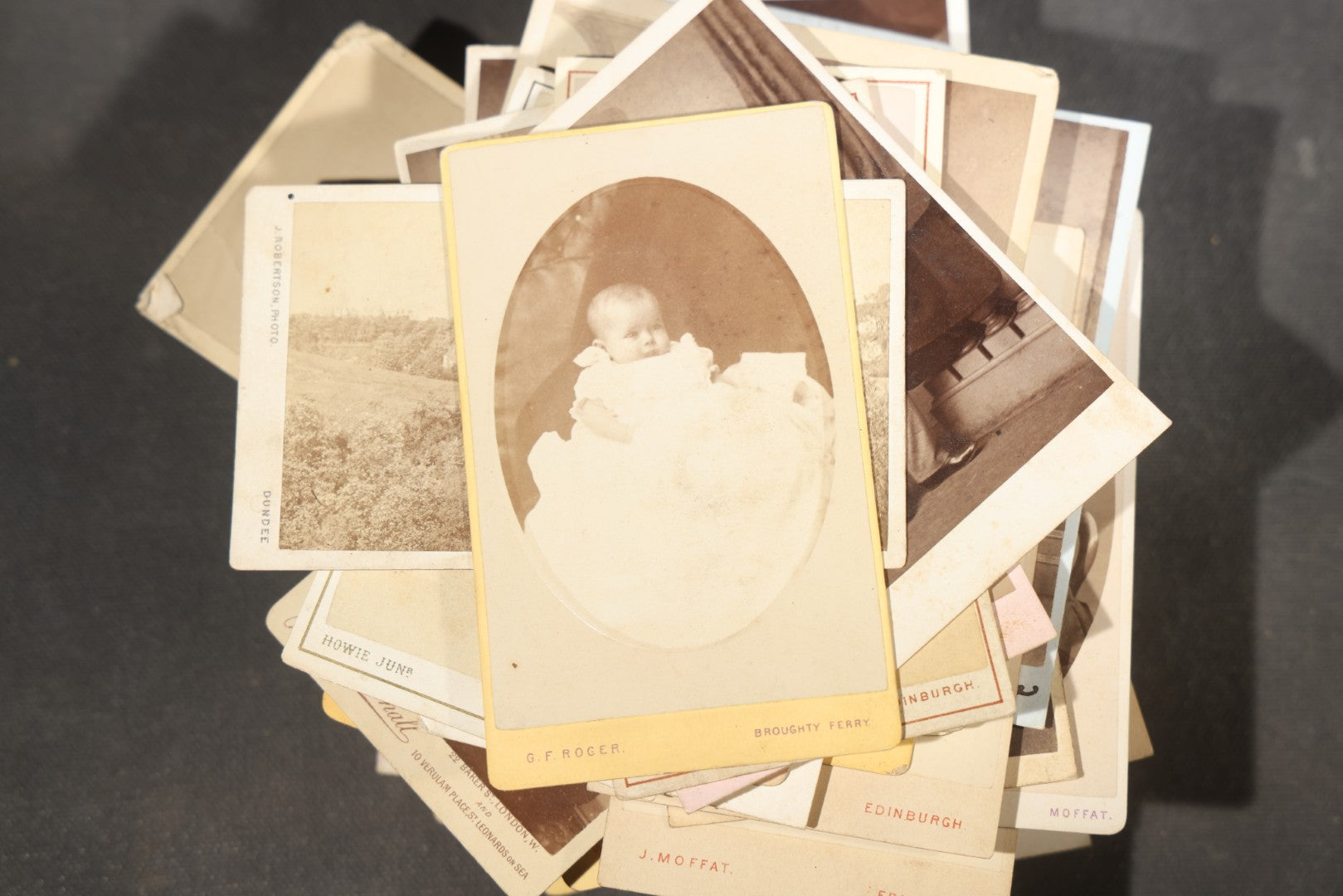 Grouping of 75+ Antique Carte De Visite C.D.V. Photographs and Ephemera, Primarily Scottish and British Studios including W.T. Bashford of Portobello, G.F. Roger of Broughty Ferry, and Morgan & Laing of Greenwich