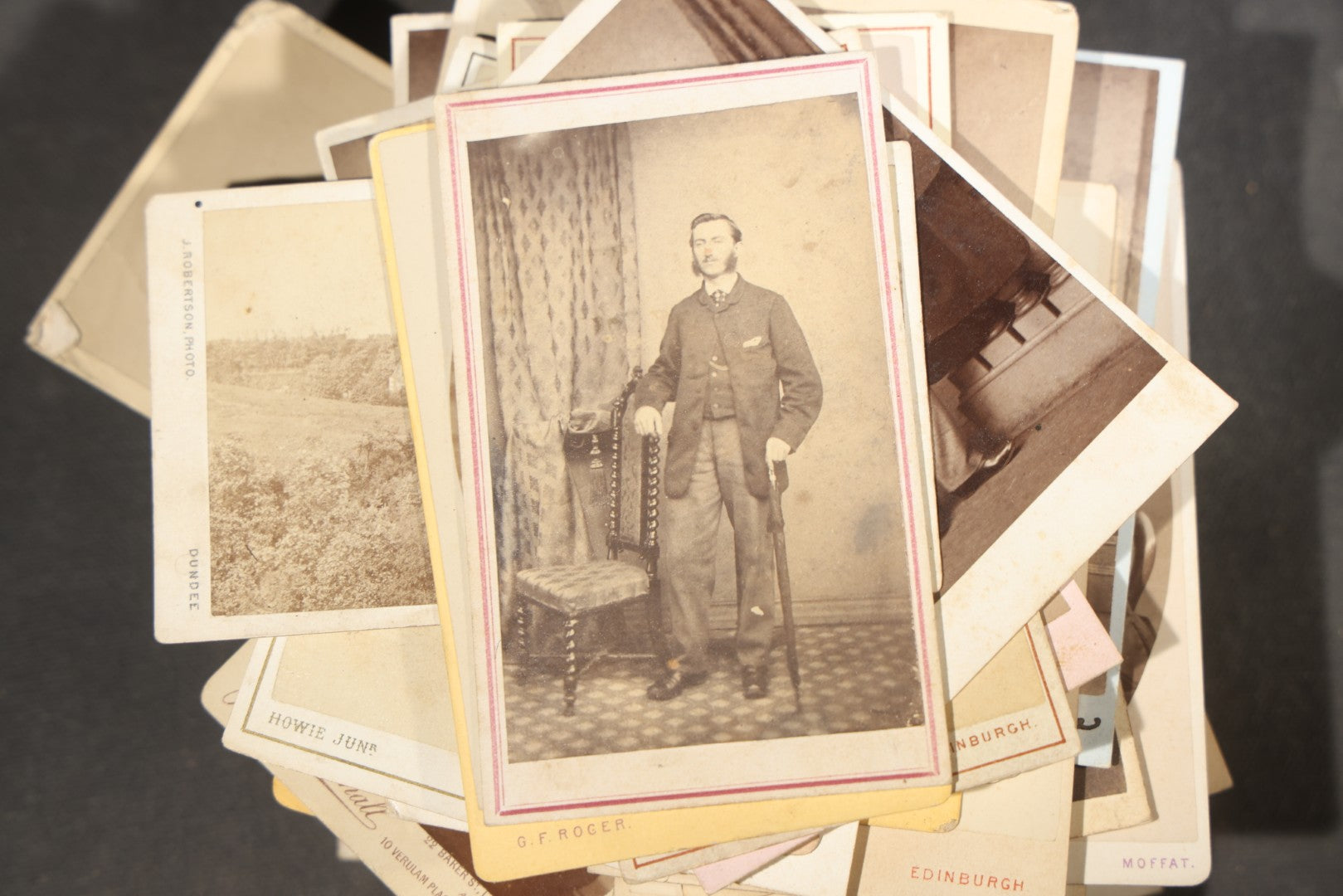Grouping of 75+ Antique Carte De Visite C.D.V. Photographs and Ephemera, Primarily Scottish and British Studios including W.T. Bashford of Portobello, G.F. Roger of Broughty Ferry, and Morgan & Laing of Greenwich