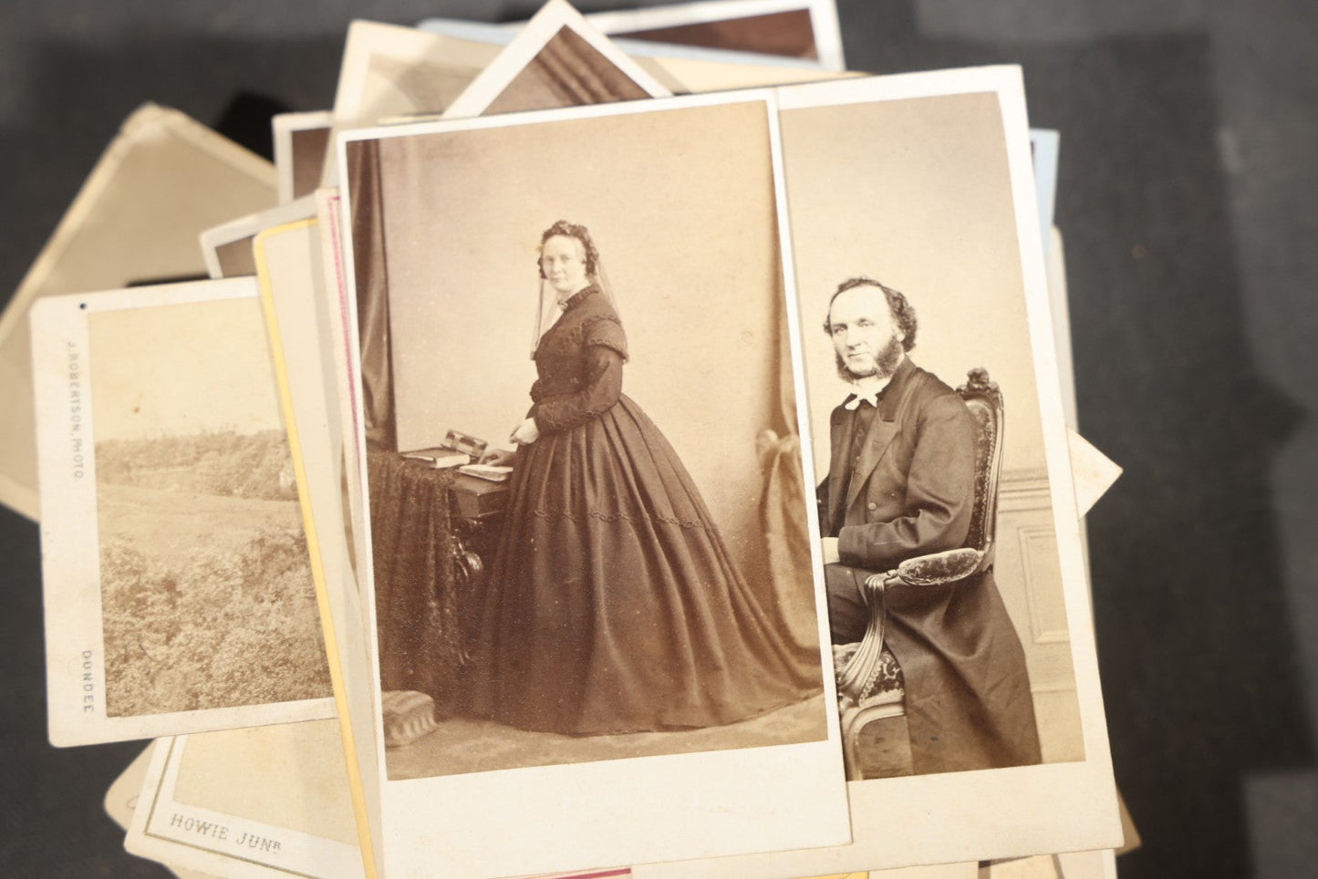 Grouping of 75+ Antique Carte De Visite C.D.V. Photographs and Ephemera, Primarily Scottish and British Studios including W.T. Bashford of Portobello, G.F. Roger of Broughty Ferry, and Morgan & Laing of Greenwich