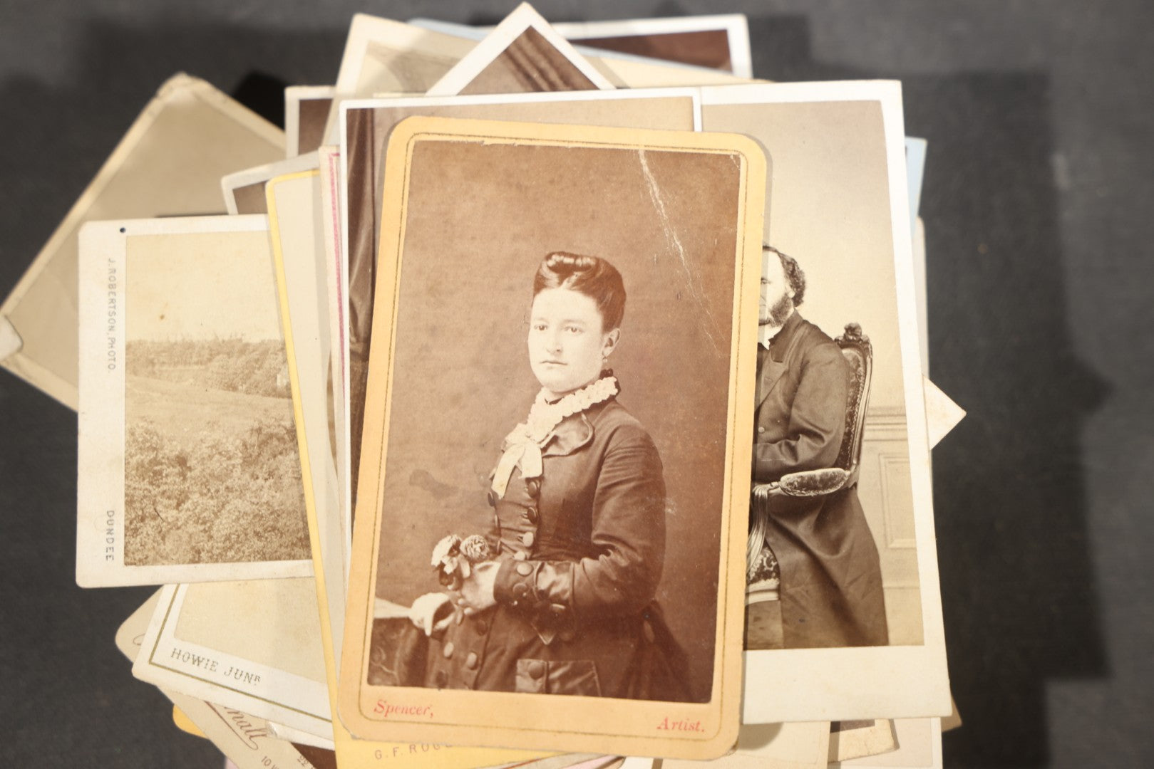 Grouping of 75+ Antique Carte De Visite C.D.V. Photographs and Ephemera, Primarily Scottish and British Studios including W.T. Bashford of Portobello, G.F. Roger of Broughty Ferry, and Morgan & Laing of Greenwich