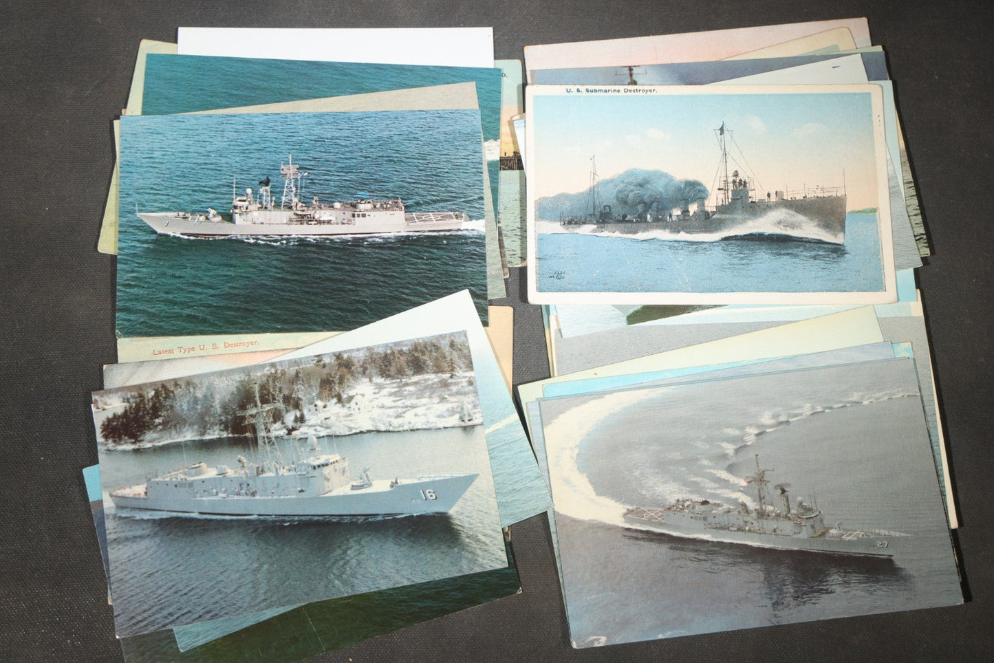Grouping of 80 Vintage U.S. Navy Ship Postcards including Torpedo Boats, Destroyers, Patrol Craft, and Guided Missile Cruisers