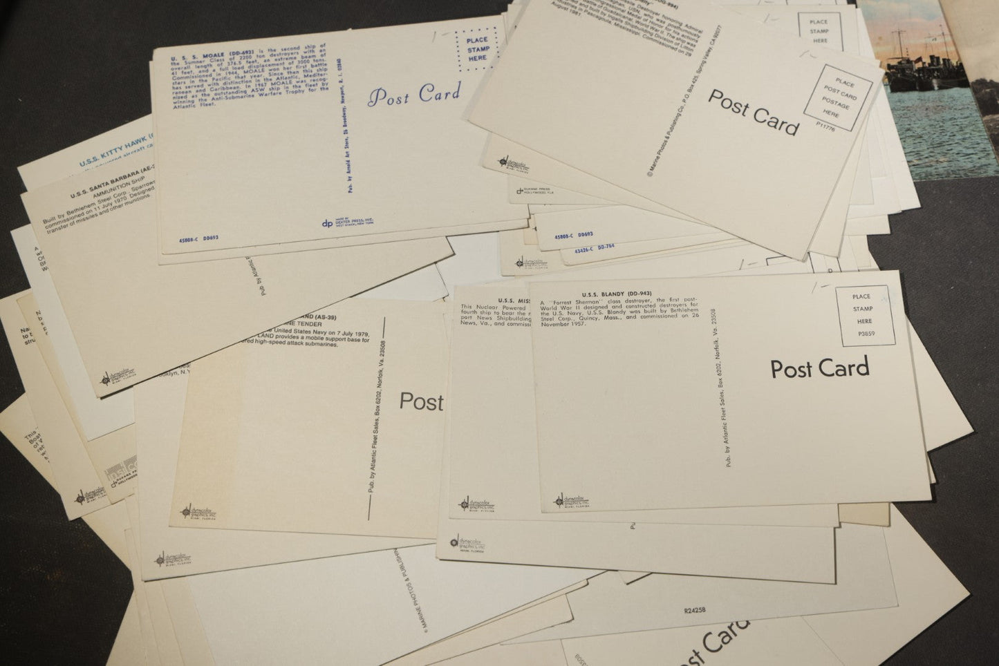 Grouping of 80 Vintage U.S. Navy Ship Postcards including Torpedo Boats, Destroyers, Patrol Craft, and Guided Missile Cruisers