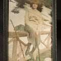 Lot 187 - Antique Framed Hand-Colorized Photograph of a Cross-Dressed Man in "Senior" Sweater and Skirt in Snow, Photographed by Capital Studio, 7-1/2" W x 11-1/2" H