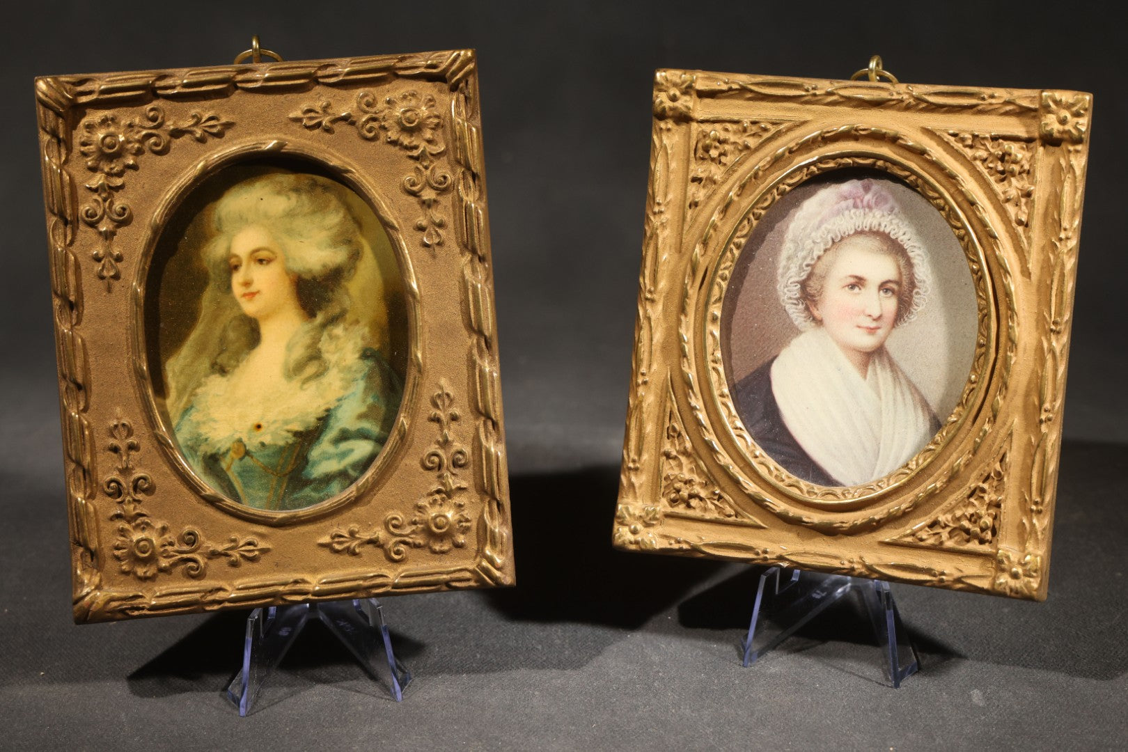 Pair of Vintage Framed Miniature Portraits including Martha Washington