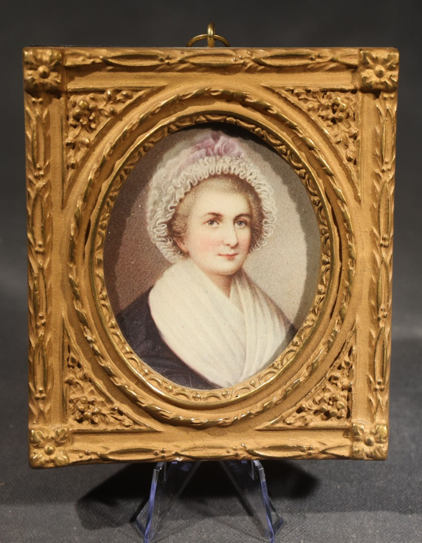 Pair of Vintage Framed Miniature Portraits including Martha Washington