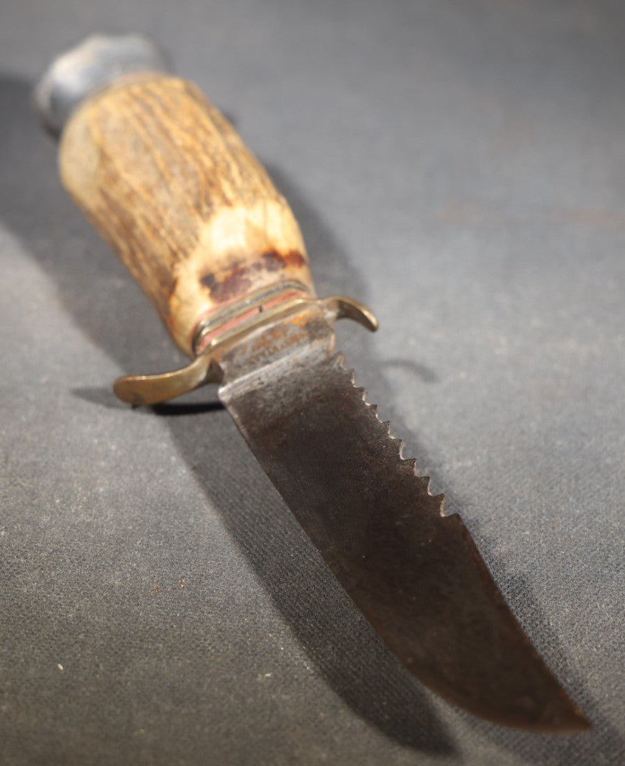 Vintage Stag-Handled Hunting Knife with Saw-Tooth Spine, Manufactured by Robert Klaas, Solingen, Germany