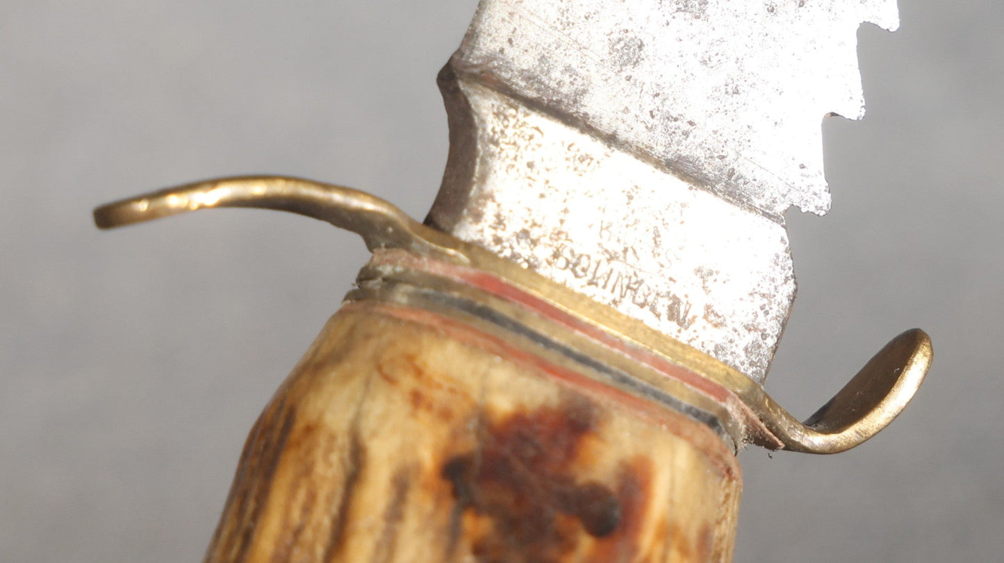 Vintage Stag-Handled Hunting Knife with Saw-Tooth Spine, Manufactured by Robert Klaas, Solingen, Germany