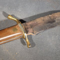 Lot 199 - Vintage Unmarked Dagger Knife with Wood Grip, Brass Cross Guard, and Brass Rivets, 9-7/8" L