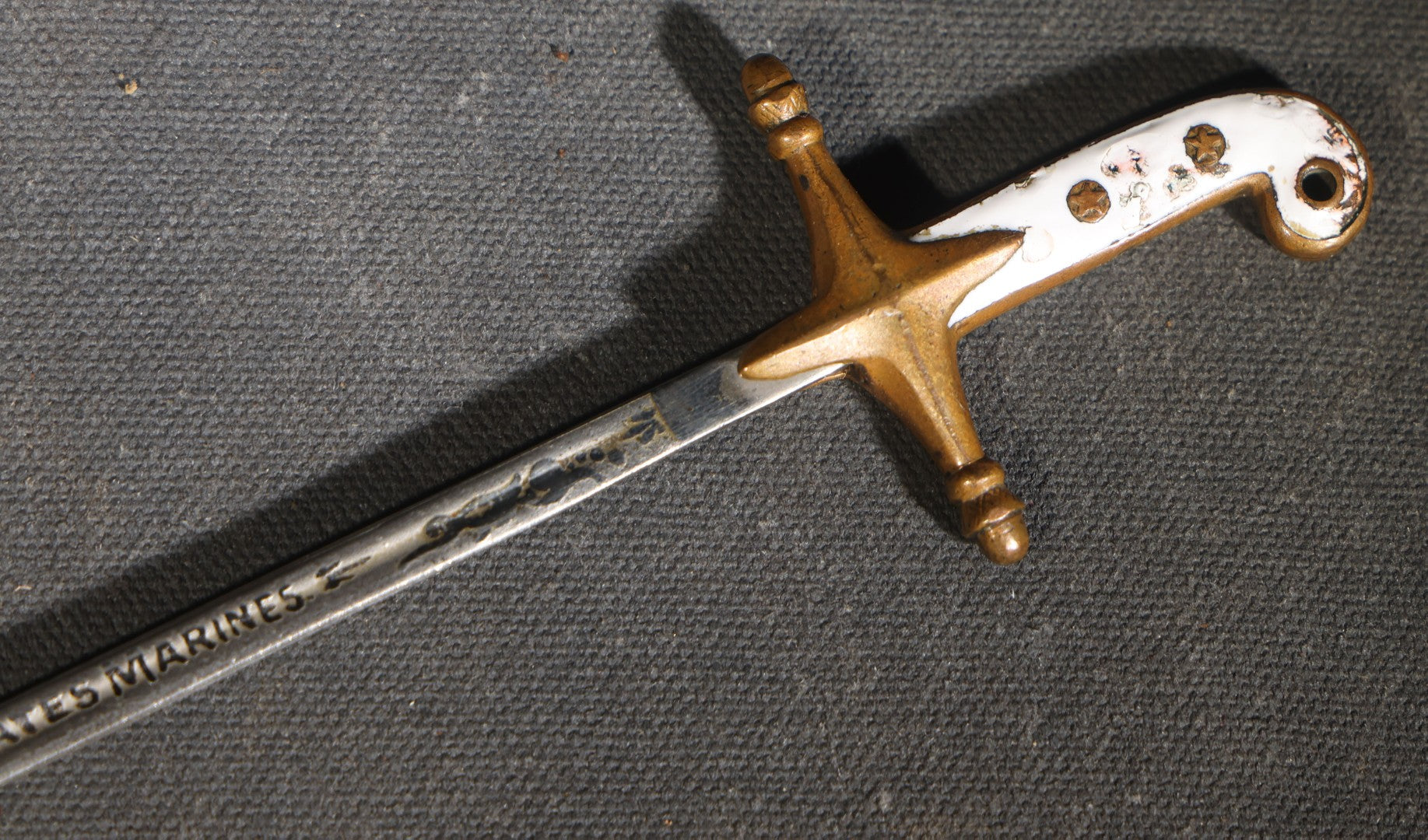 Vintage Miniature United States Marines Mameluke Officer's Sword with Scabbard, Etched Blade