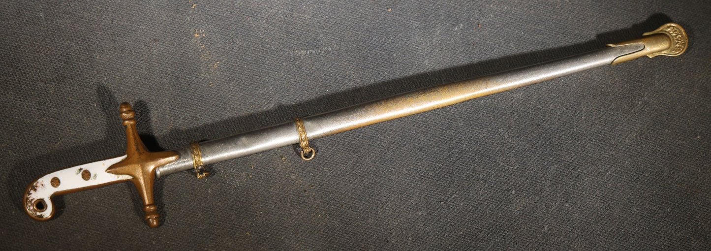 Vintage Miniature United States Marines Mameluke Officer's Sword with Scabbard, Etched Blade