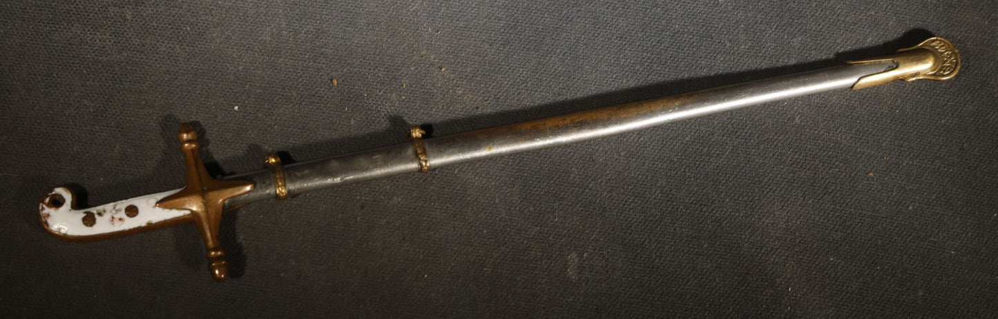 Vintage Miniature United States Marines Mameluke Officer's Sword with Scabbard, Etched Blade