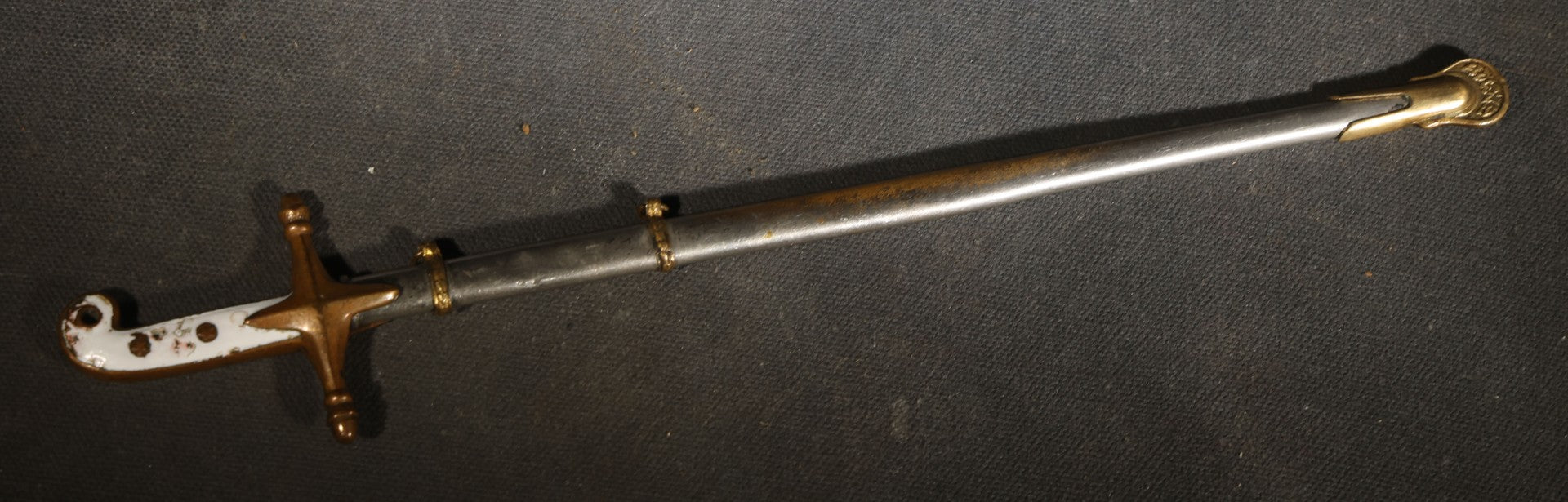 Vintage Miniature United States Marines Mameluke Officer's Sword with Scabbard, Etched Blade
