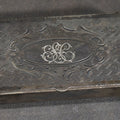 Lot 205 - Antique Silver-Plated Footed Pin Box with Engraved Floral Scrollwork and "ESC" Monogram, Manufactured by Homan Mfg. Company, Cincinnati, Ohio, 3-7/8" L
