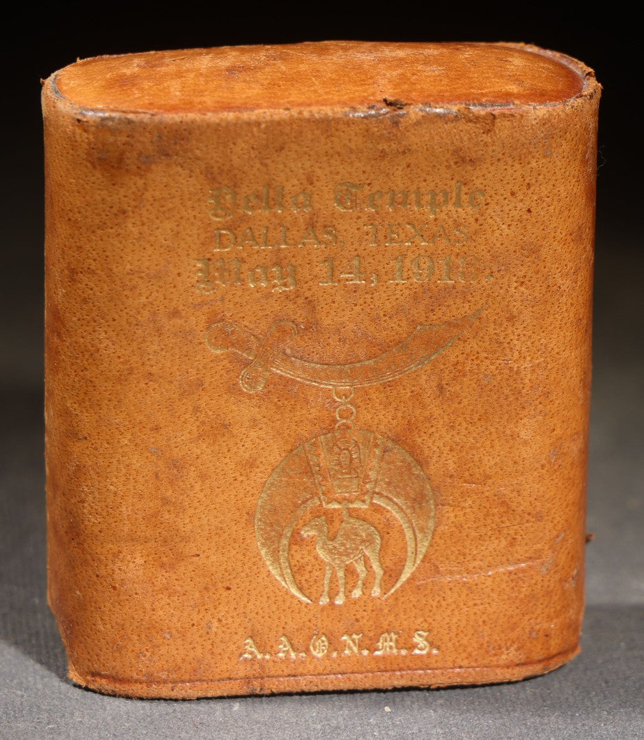 Antique Leather Cigarette Case, Hella Temple A.A.O.N.M.S. Shriners, Dallas, Texas, May 14, 1913