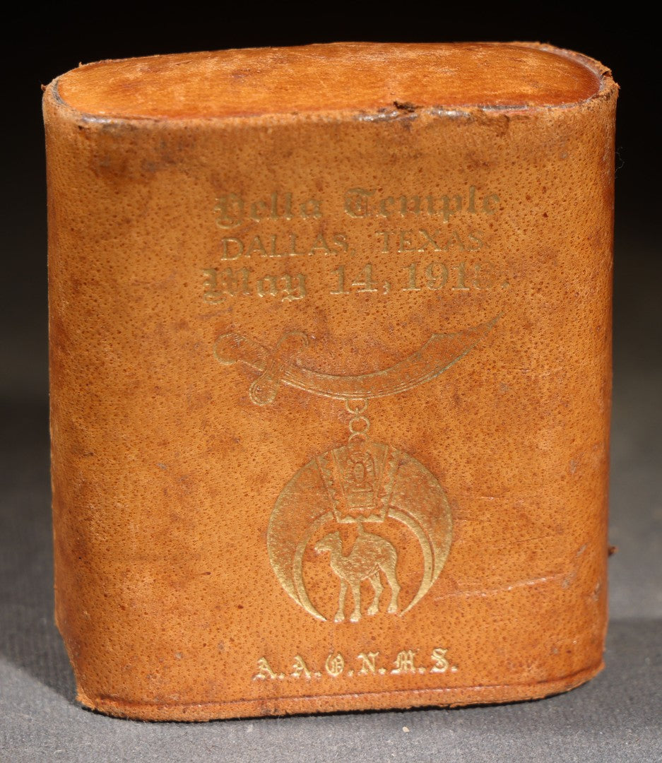 Antique Leather Cigarette Case, Hella Temple A.A.O.N.M.S. Shriners, Dallas, Texas, May 14, 1913