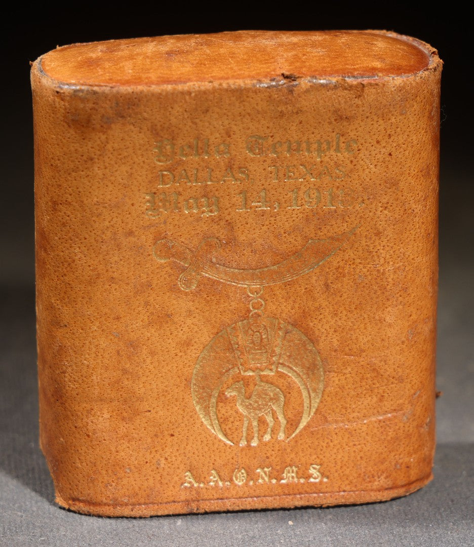 Antique Leather Cigarette Case, Hella Temple A.A.O.N.M.S. Shriners, Dallas, Texas, May 14, 1913