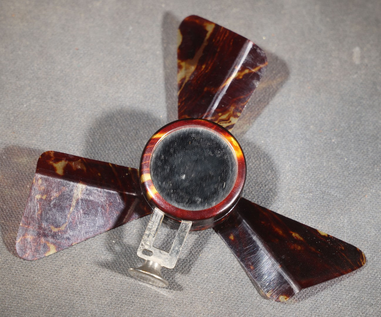 Vintage Collapsible Mechanical Pocket Fan with Faux Tortoiseshell Blades, Push-Button Gear Mechanism, and Mirror, Made in Germany
