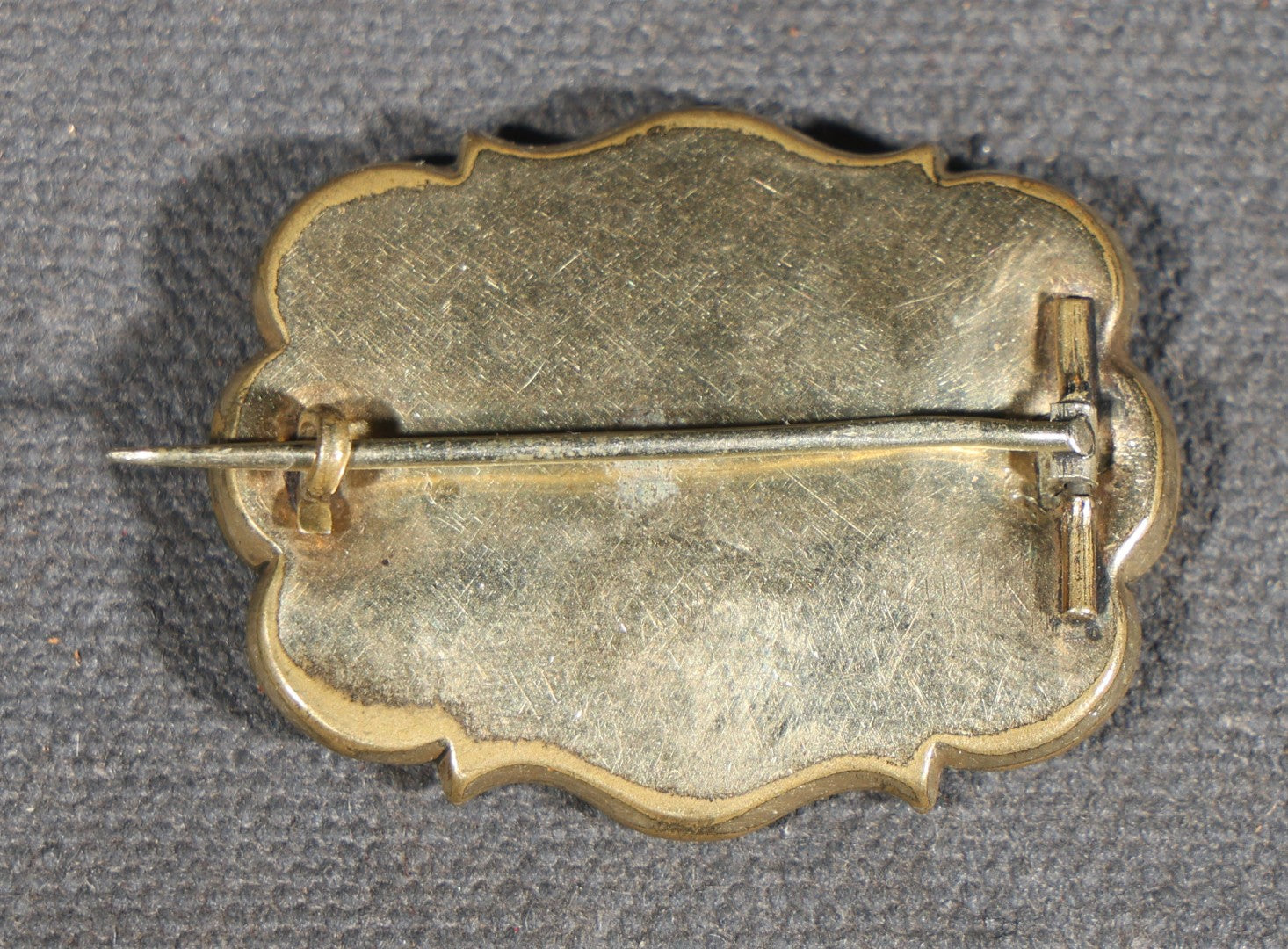Antique Victorian Hairwork Brooch with Black Enamel, Scroll Border, and Hair Compartment Under Glass