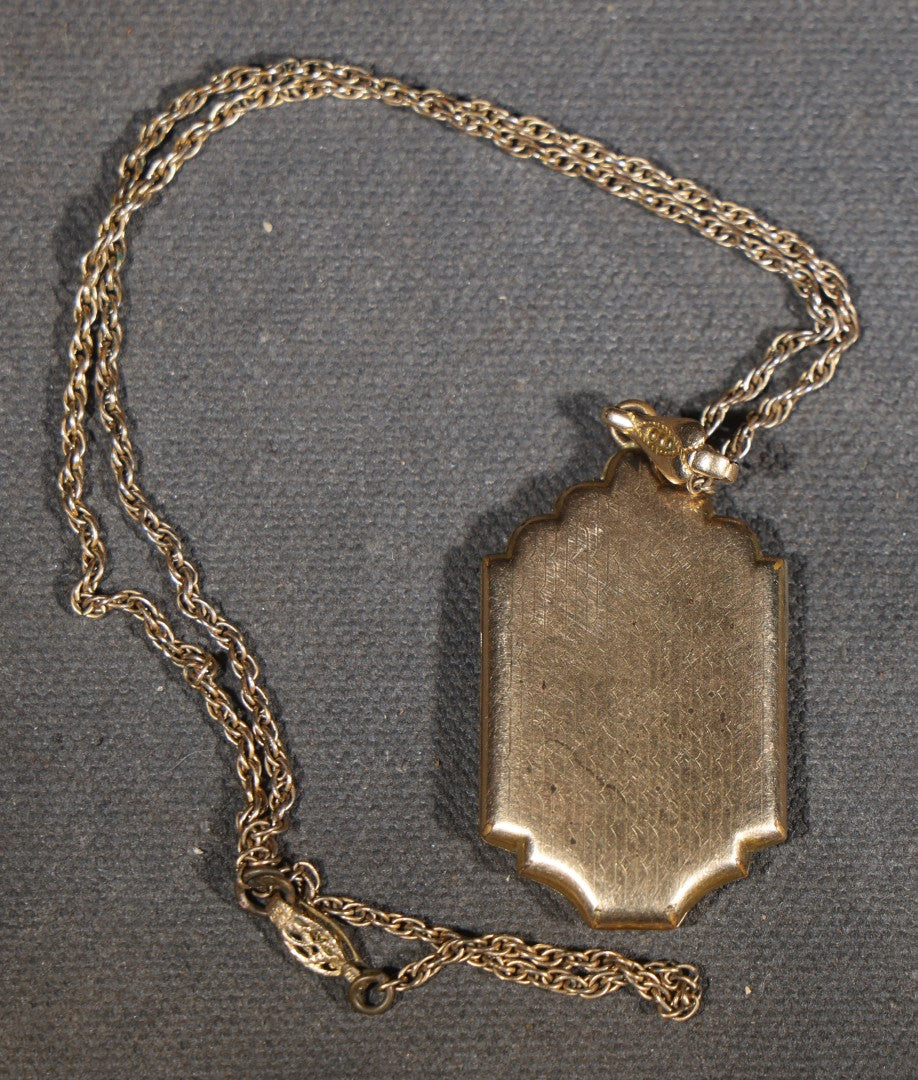 Vintage Gold-Filled Locket Necklace on Chain with Photograph of a Young Woman and Lock of Blonde Hair
