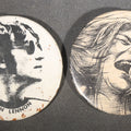 Lot 219 - Pair of Vintage Rock Music Pinback Buttons Including John Lennon Portrait and Janis Joplin Singing, Manufactured by R.P.M. Associates Badge, Lasalle, Illinois