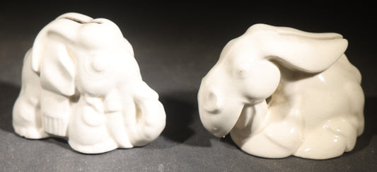Pair of Vintage Political Elephant and Donkey Figural Salt and Pepper Shakers, Listerine Shaving Cream Promotional Premium, Missing Stoppers