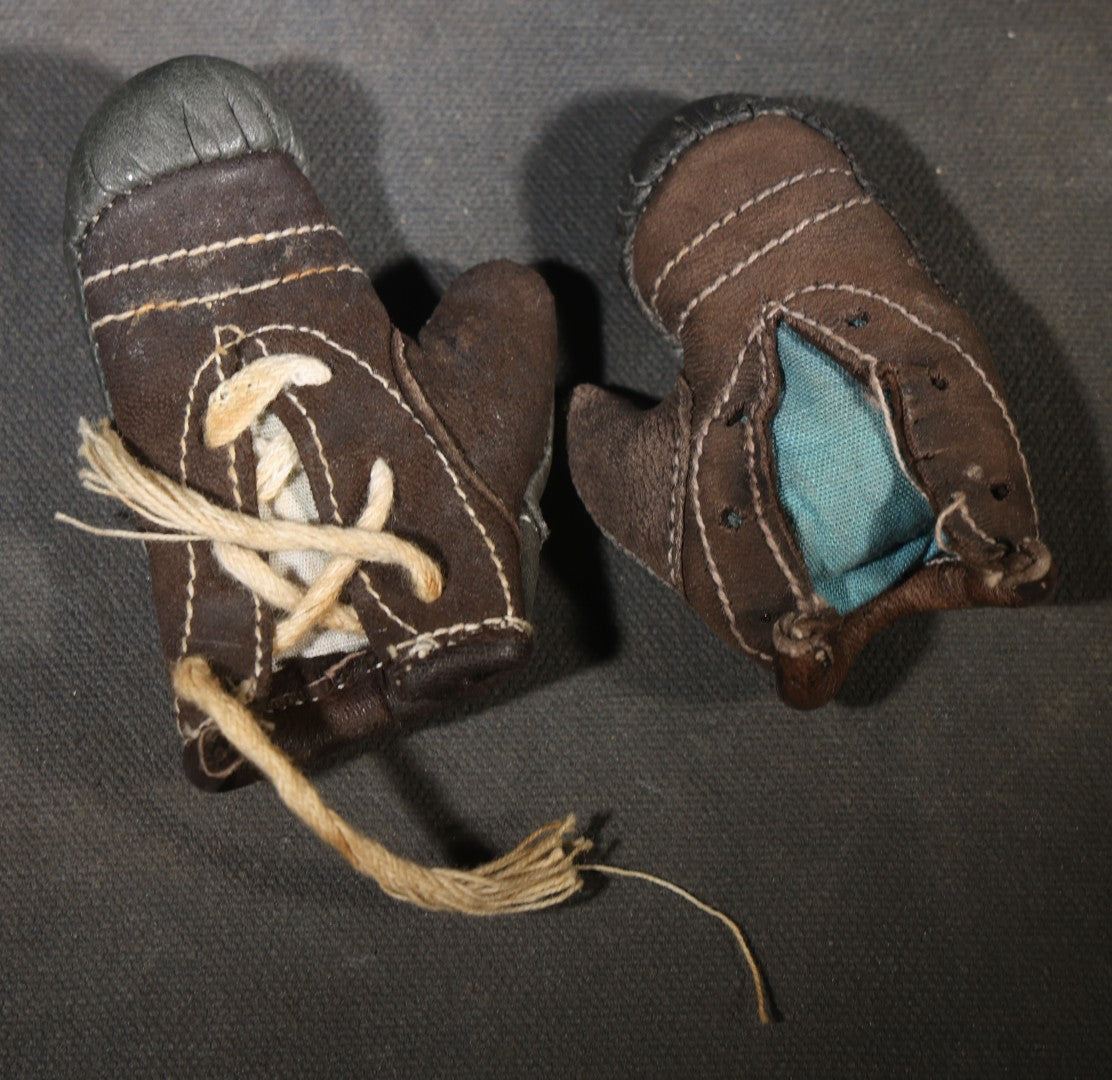 Pair of Vintage Miniature Leather Boxing Gloves, Unmatched
