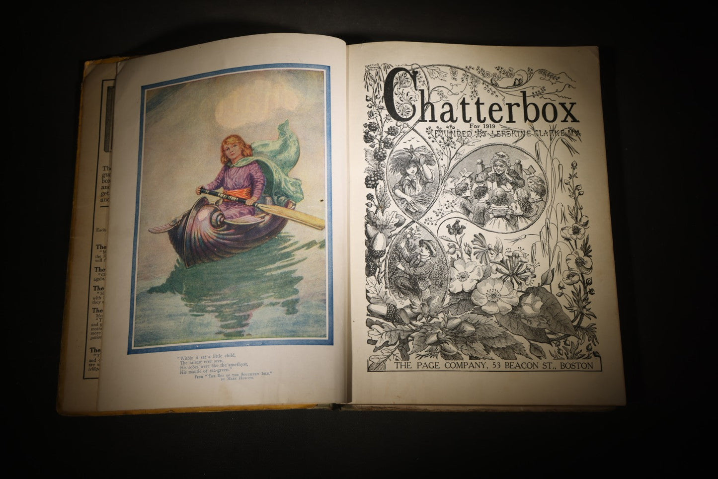 Pair of Antique and Vintage "Chatterbox" Illustrated Annual Books for 1919 and 1927, Founded by J. Erskine Clarke, Published by The Page Company / L.C. Page & Company, Boston, Massachusetts