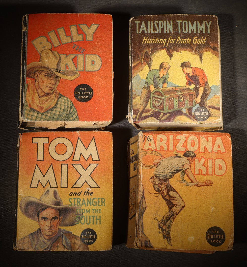 Grouping of Four Antique Big Little Books Including "Billy the Kid," "Tailspin Tommy," "Tom Mix," And "The Arizona Kid," Published by Whitman Publishing Co., Racine, Wisconsin