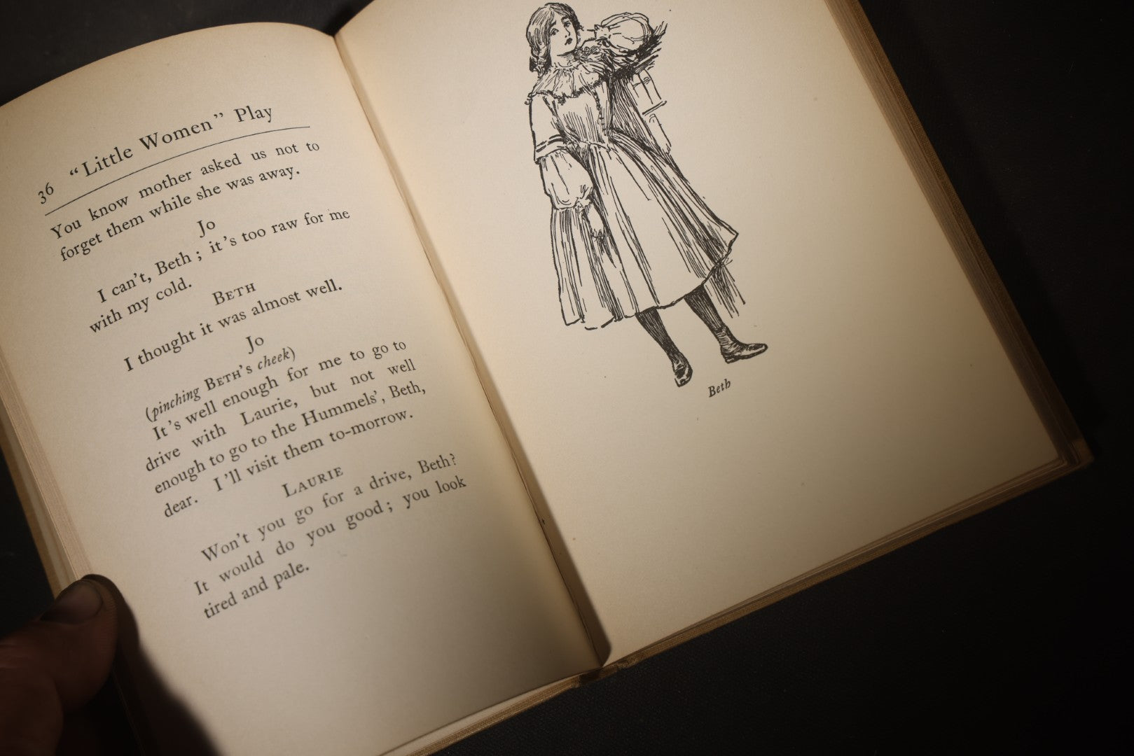 "The Little Women Play" Antique Two-Act Play Book Adapted by Elizabeth Lincoln Gould, After the Book by Louisa May Alcott, Illustrated by Reginald B. Birch, Published by Little, Brown, and Company, Boston, Massachusetts, 1900