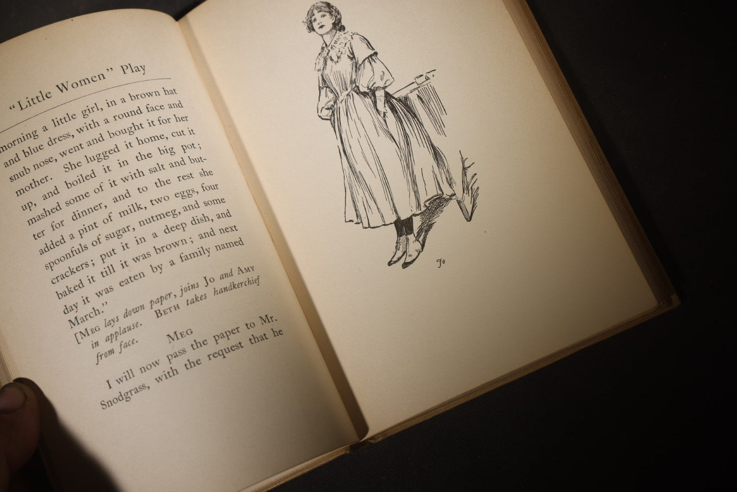 "The Little Women Play" Antique Two-Act Play Book Adapted by Elizabeth Lincoln Gould, After the Book by Louisa May Alcott, Illustrated by Reginald B. Birch, Published by Little, Brown, and Company, Boston, Massachusetts, 1900