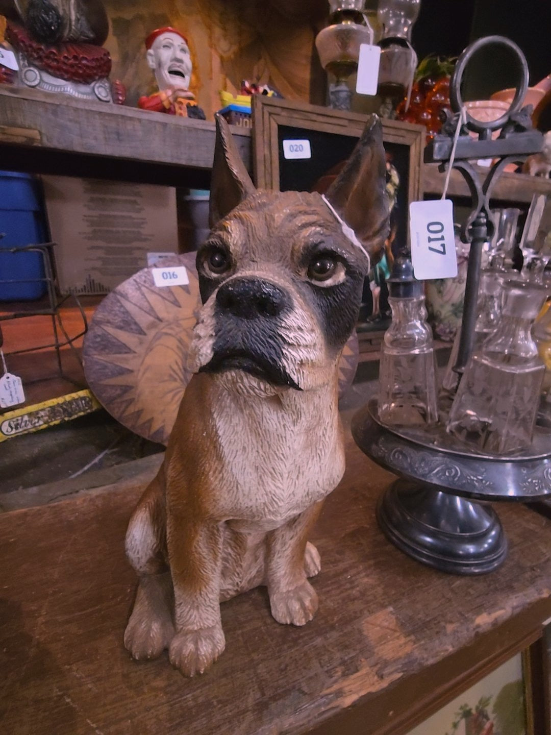 resin boxer dog sculpture