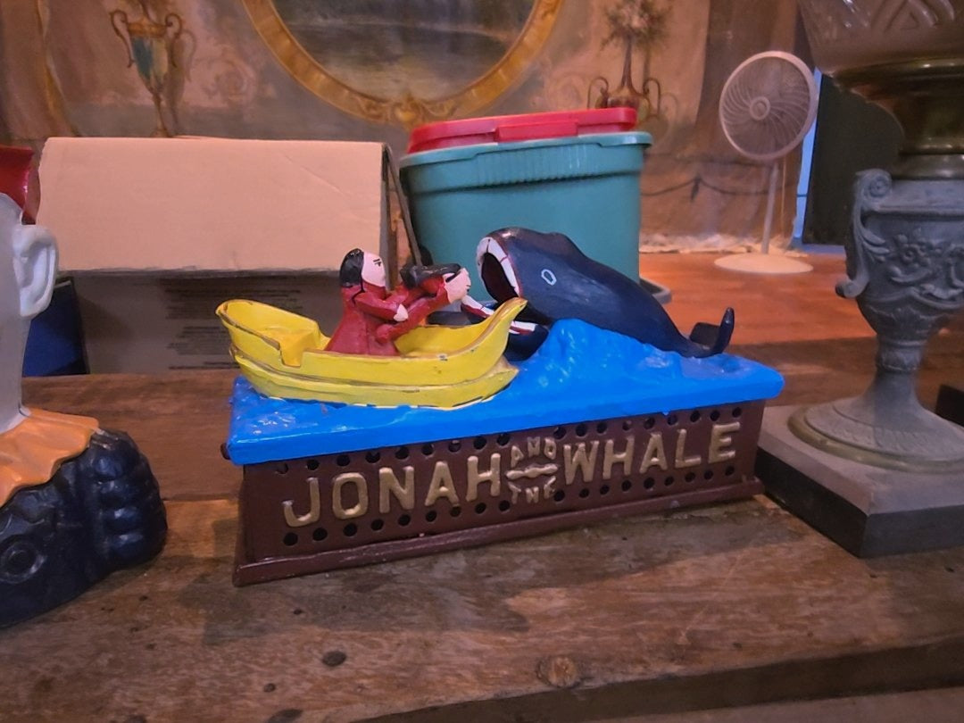 reproduction cast iron Jonah and the whale Bank