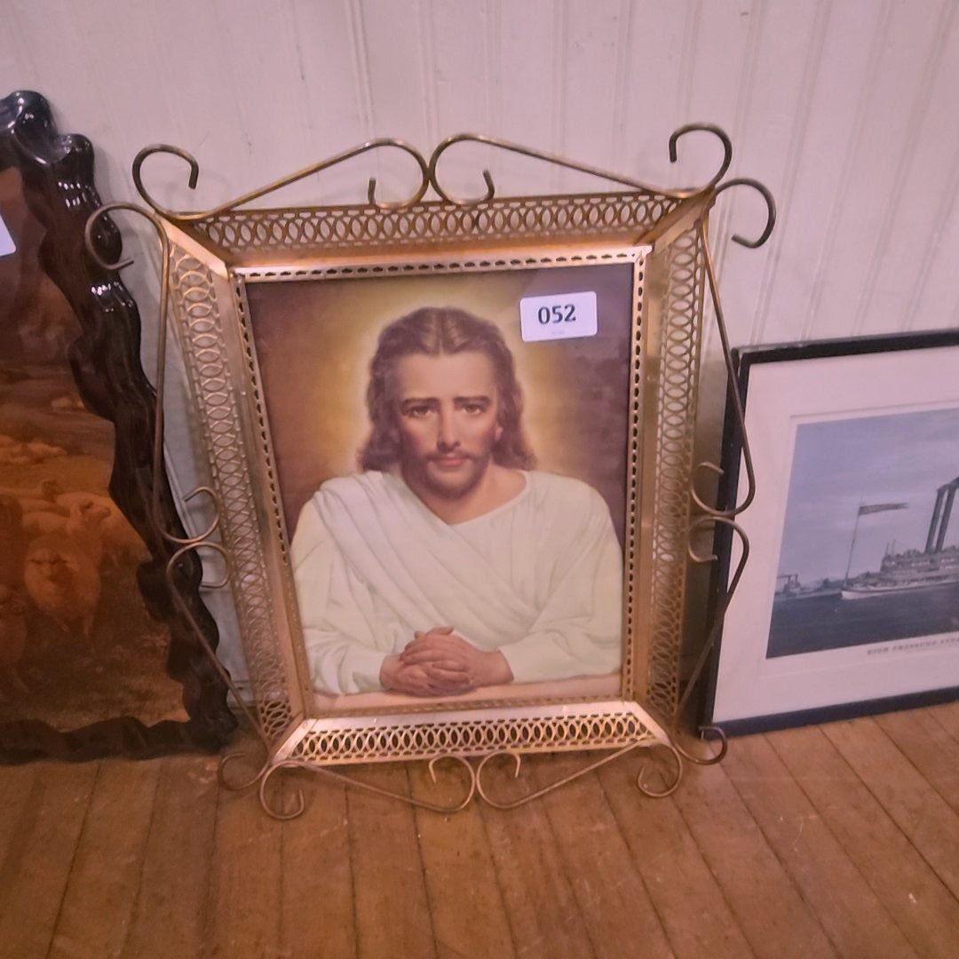 Jesus print in brass frame